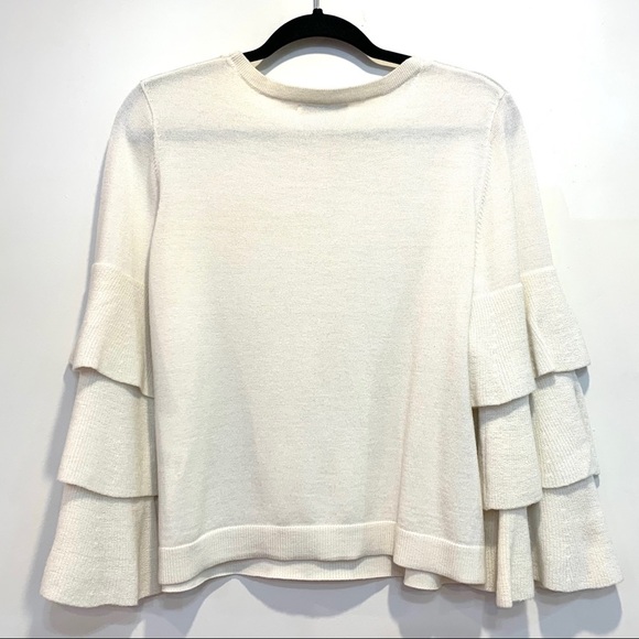 ALICE + OLIVIA “STORA” RUFFLE-SLEEVE MERINO WOOL - Picture 2 of 7